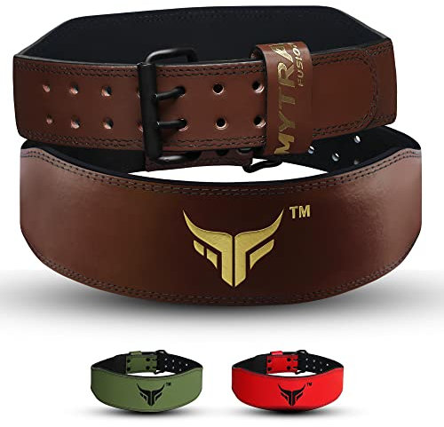 Mytra Fusion Gym Belt 4 Zoll Gewichthebergürtel Ideal für Workout, Powerlifting, Rückenstütze Frauen Bodybuilding Gürtel (Brown, X-Large)