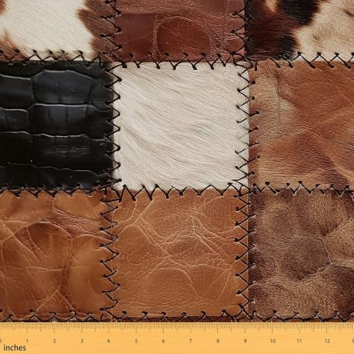 Rindsleder-Druck, weiches Polyester, kein Stretch-Stoff für Stühle, Bauernhaus-Highland-Rinderstoff, Meterware, Western-Cowboy-/Kuh-Mädchenstoff, DIY-Projekte, 2 Meter, 183 cm L x 150 cm B, kein