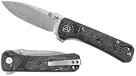 QSP Hawk Damast QS131-Q Taschenmesser Klappmesser Messer