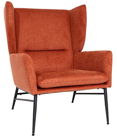 Lounge-Sessel HWC-L62, Ohrensessel Cocktailsessel Sessel Polstersessel, Stoff/Textil Metall - Terracotta-braun