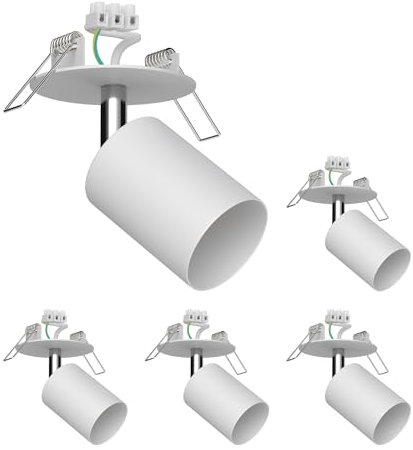 ledscom.de 5 Stück Deckeneinbauleuchte WAIKA, schwenkbar, weiß matt, rund, 80mm Ø, 1x GU10 max. 15W
