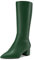Castamere Donna Chunky Blocco Medio Tacco Heel a Punta Metà polpaccio Cerniera Stivali da Matrimonio Cute 5 CM Heels Verde Scuro 38 EU