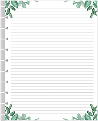 A4 TUL Nachfüllpapier, liniert, 11 Scheiben, liniert, 100 Blatt/200 Seiten, lose Blätter, 100 g/m², weißes Papier, 21,6 x 27,9 cm, Blatt