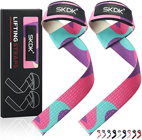 SKDK, Correas de algodón para Levantamiento de muñeca, con Acolchado de Neopreno y Silicona Antideslizante, para Levantamiento de Pesas, Culturismo, Xfit, Entrenamiento de Fuerza