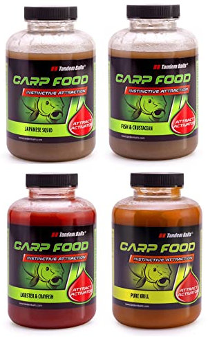 Tandem Baits Karpfen Futter Angelfutter Attraktor Carp Food Attract Activator 4-er Set 500 ml Flavour Mix Fisch Master