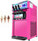 Commercial Ice Cream Machine, 1200W Countertop Soft Serve Ice Cream Maker, 4.7 Gal/H, 3 Flavors Yogurt Maker, Auto Clean, for Snack Bar Café (Pink)