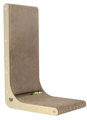 MUAEEOK Cat Scratcher, 60cm/23.6 Inch L Shape Cat Scratch Pad Wall Mounted Cardboard Cat Scratcher, Vertical Cat Scratching BoardCat Scratchers with Built-in Toy Balls for Indoor Cats (Brown)