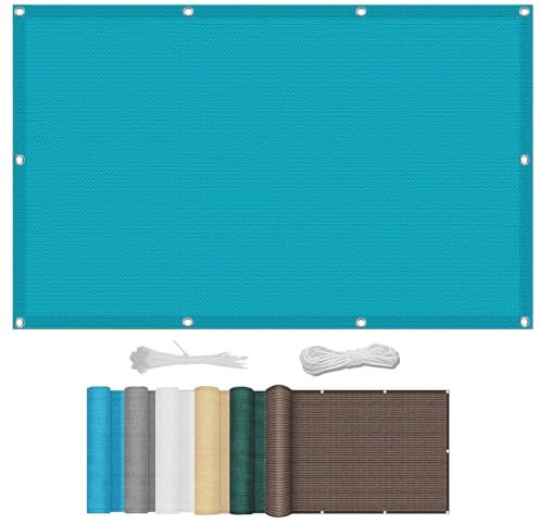 Voile D'Ombrage Rectangulaire 4 x 7 m Rectangulaire Toile Filet Brise Vue Pergola, Fleurs, Patio, Lawn Aux UV 98% avec Oeillets Et Cordons Brise Vent, Bleu Ciel