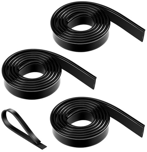 3 Rolls Squeegee Replacement Rubber Blades, 41 Inch Silicone Blade, Black Scrubber Refill Heads for Glass Cleaning, Windows, Shower Doors