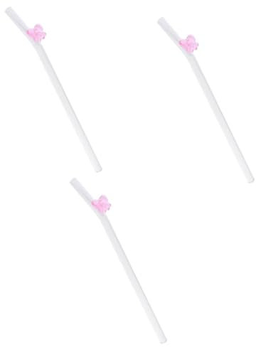 PRETYZOOM 3St Stroh Trinkhalme trinken, lutschen kompatibel klare Gläser Flasche Einmachen saft sicher Smoothie trinkbecher spaß Kaffeebecher Tassen Trinkhalm aus Glas wiederverwendbar Rosa