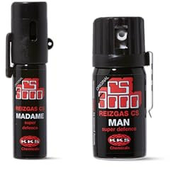 2 Stück CS 3000 Tränengasspray Madame 18 ml + Man 40 ml CS KO Spray zur Abwehr gegen Personen Verteidigungsspray mit BKA Zulassung