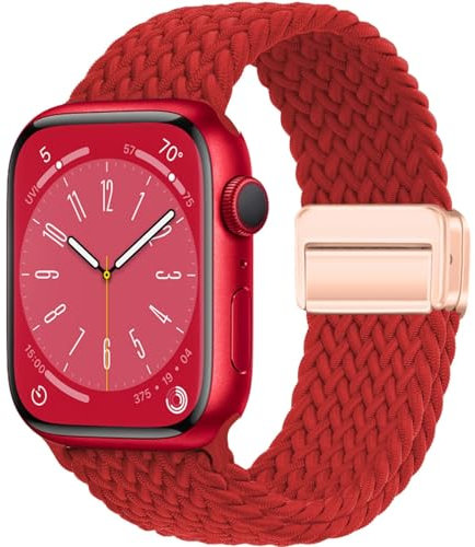 YMKFGUPKRG Braided Solo Loop For Apple Watch Band Cinturino per orologio(Red,38mm 40mm 41mm)