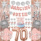 70th Birthday Dancing Queen Decorations 43-Piece Disco Theme Party Kit With Glitter Cake Topper, Silver Confetti Balloons Mamma Mia Inspired 70s Retro Decor For Birthday Party