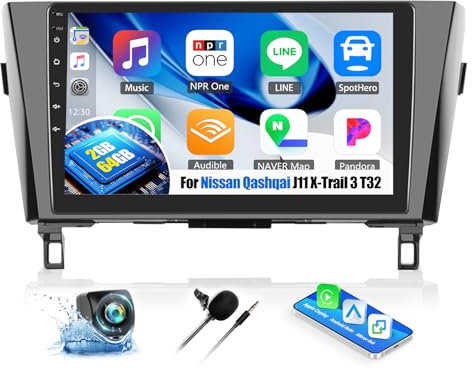 OiLiehu 2+64G Android 13 Car Stereo for Nissan Qashqai J11 X-Trail 3 T32 2013-2017 with Wireless CarPlay Android Auto, 10.1 Touchscreen with WiFi GPS Mirror Link Bluetooth FM RDS EQ SWC Backup Camera