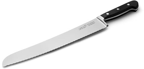 HEISO Langes Brotmesser mit langer 32cm Klingenlänge, Geschmiedete Brotsäge mit Griff aus pflegeleichtem Kunststoff, Made in Solingen - Germany