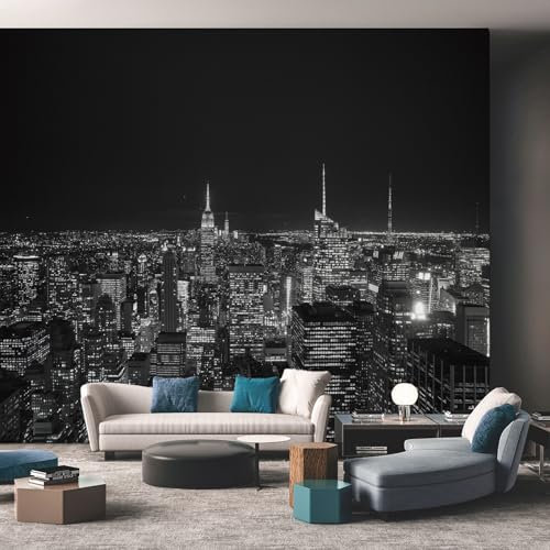 Generisch Tapete 3D Fototapete New York Nacht Tadt 400 x 280 cm Vliestapete Wandbild Fototapeten, Vlies Tapeten Wandtapete Schlafzimmer, Wohnzimmer, TV Hintergrund Wand Moderne Wanddeko &KUM478