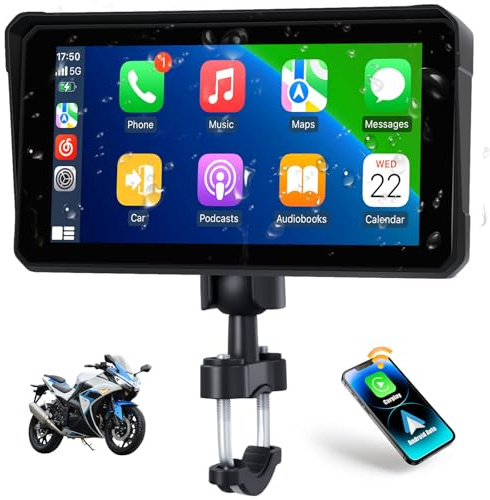 CAMECHO 6 Motorcycle Carplay Screen, Wireless CarPlay & Android Auto, HD 1440 * 720 IP68 Waterproof Touchscreen, Portable Car Play Stereo for Motorbike, Bluetooth Trans, Voice Control, Mirror Link