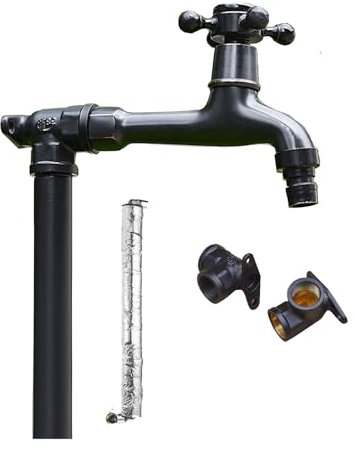 Grifo Exterior Jardin, Columna de Agua Independiente de Cobre para jardín, Fuente Vertical anticongelante para jardín, hidrante de jardín Exterior para riego(60cm/24in)