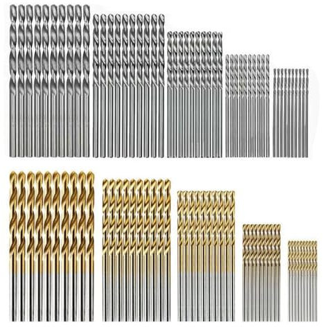 HaoTrade 100 Pieces Mini Twist Drill Bit Set,Wood Drill Bit Set 1mm/ 1.5mm/ 2mm/ 2.5mm/ 3mm Titanium Coated HSS Small Drill Bits for Soft Metal Iron Aluminum, Wood Plastic, Aluminum Brick and Concrete