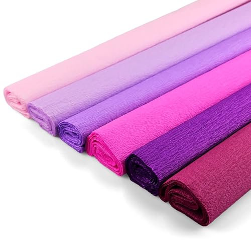 Netuno 6 rollos de papel crepé mezcla morada-rosada 200 x 50 cm papel para manualidades decoración fiestas bodas cumpleaños DIY envoltorios regalo carnaval Pascua Navidad