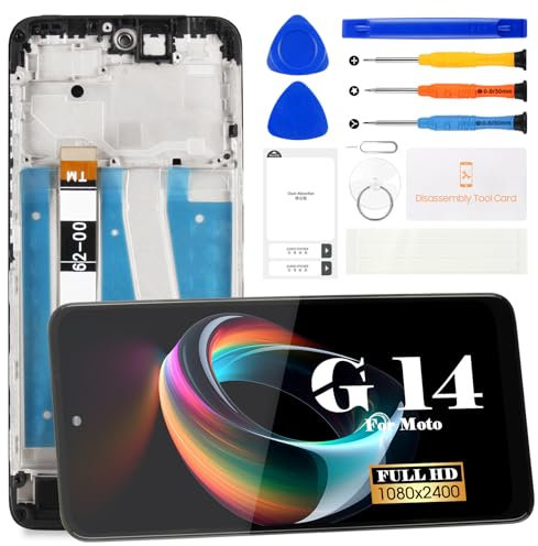 Motorola Moto G14 - Kit de reparación de pantalla táctil para Moto G14/G54, digitalizador LCD, montaje de pantalla táctil con marco XT2343-1 XT2343-2 PAYF0010IN
