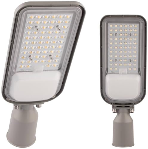 Lumiled LED Straßenlaterne 50W 7000 Lm Straßenlampe 4000K Neuralweiß Straßenleuchte Außenleuchte IP65 Wasserdicht Mastleuchte Wegeleuchten Parkplatz Beleuchtung Hofbeleuchtung Wandleuchte