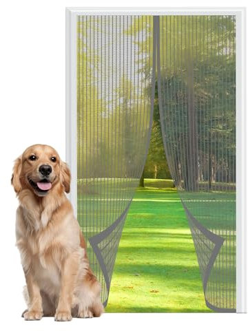 Zanzariera per Porta Magnetica 72 x 210 cm Robusta Traspirante Zanzariera Magnetiche per Porte Finestre per Porte D'Ingresso, Finestra, Grigio