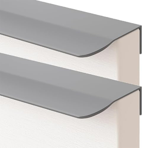 JIALUO0318 Aluminium Alloy Concealed Pull Kitchen Cupboard Handles Sliding Door Handle Finger Edge Pull Invisible Door Knob Cabinet Handle Drawer Handles Grey 2 Piece (Length 150mm)