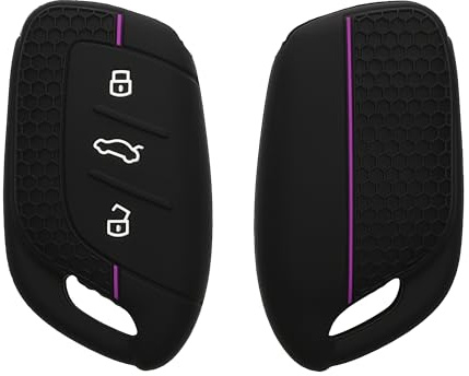 kwmobile Schlüsselhülle für MG 3-Tasten ZS MG4 MG5 MG6 Hülle - Autoschlüssel Schlüssel Hülle aus Silikon - Schlüsseletui in Schwarz Violett