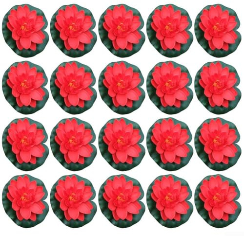 Künstliche Seerose für Teich und Aquarium mit flexiblem EVA-Schaum und rückseitigem Befestigungsring für sichere und verstellbare Wasserplatzierung