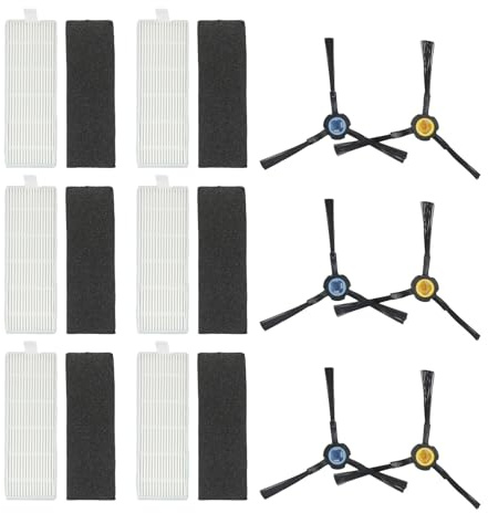 Puupaa Kit filtro e spazzola di ricambio per robot aspirapolvere Silvercrest SSRA con 6 filtri e 6 spazzole laterali