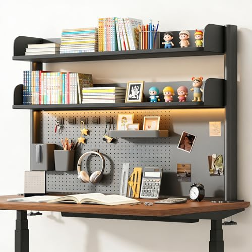 Pegboard Desk Shelf, Two Layer Countertop Storage Shelf
