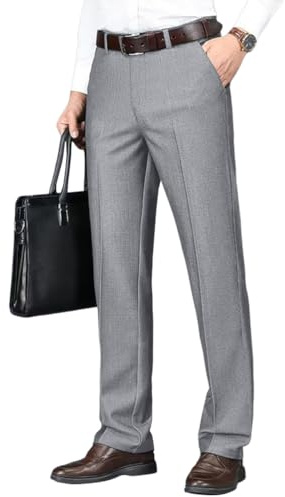Oanviso Hommes Chino Pantalon Élastique Mode Pantalons Slim Fit Casual Stretch Pant Doux Business Larges Pants de Costume Coupe Ajustée A Gris Clair XL