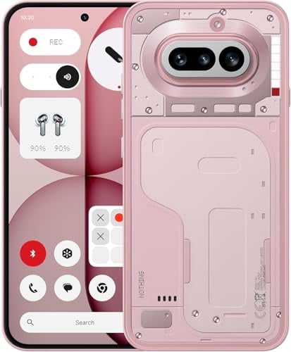 Nothing Phone (4a) - Tripla Fotocamera 50MP, Ultra Zoom 70x, Smartphone Trasparente, Batteria Lunga Durata, Ricarica Rapida 50W, AMOLED 120Hz, Glyph Bar, 12GB+256GB - Rosa