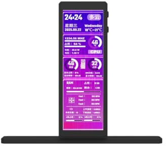 Ehwisbe For Chassis Temperature Fan Speed Monitoring 4.58-Inch USB Secondary Screen IPS Computer Monitor CPU GPU RAM Display Black