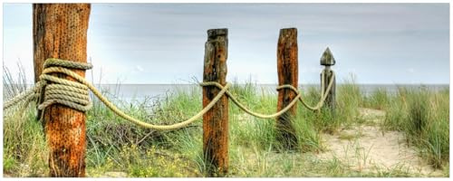 Wallario Küchenrückwand selbstklebend 115 x 50 cm, Motiv: Düne am Strand mit Holzpfahl | Spritzschutz abwischbar & pflegeleicht