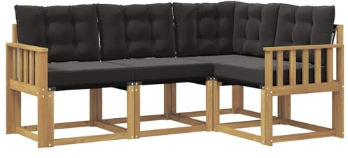 vidaXL Outdoor-Sofagarnitur mit Kissen 4 pcs Weiß und Schwarz, Gartenmöbel, modernes Sofa-Set für draußen, Loungebereich, haltbare Terrasse zum Entspannen und Wohlfühlen