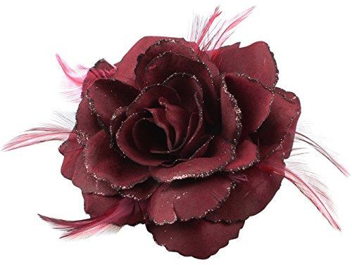 Burgundy Rose Hair Clip Large Rose Fascinator Flower Hair Clip Red Hair Accessories Clips Elastic Wedding Hair Flower, 1pc