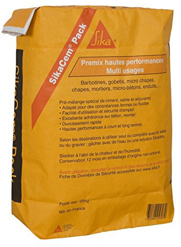 SIKA - Prémix pour la réalisation de barbotines, chapes, gobetis et enduits - SikaCem Pack Gris - Multi-usages traditionnels - Peut-être coloré - Remise en service rapide - 25kg