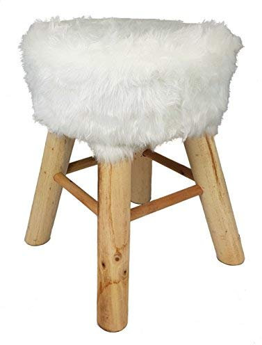 Spetebo Design Fell Hocker weiß - Massiv Holz Sitzhocker - Polsterhocker Holzhocker rund