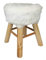 Spetebo Design Fell Hocker weiß - Massiv Holz Sitzhocker - Polsterhocker Holzhocker rund