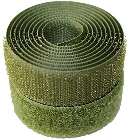 Velcro, nastro adesivo da 20 mm, colore verde oliva, marca Alfatex®, disponibile in varie lunghezze (lunghezza: 1 m)