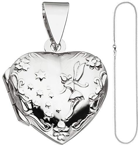 Jobo Damen-Medaillon Herz Fee aus 925 Sterling Silber mit Kette 42 cm