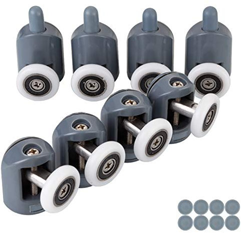 STARVAST Set di 8 ruote per porta della doccia, ruote cabina doccia per bagno, 23 mm (4 superiori e 4 inferiori)