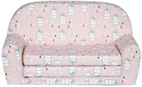 FORTISLINE – Kindersofa MINI ausklappbar 40x78x45cm - Kindersofa für Kinder 2in1 - Kindercouch ausklappbar - Schlafcouch aus Schaumstoff - Abnehmbarer Bezug - Viele Motive