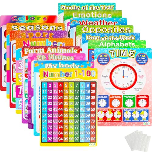 Grandisk 15 Pack Alphabet Poster Educational Poster Laminated Wall Chart For Students Learning Art Preschool Alphabet