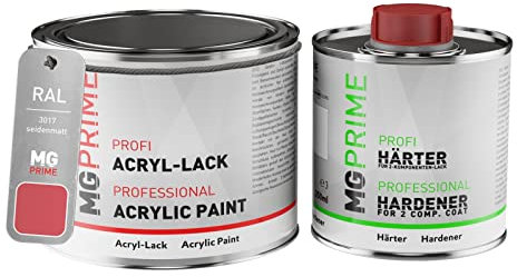 MG PRIME RAL 3017 Rose/Rosé Acryl-Lack seidenmatt 0,75 Liter / 750 ml Dose inkl. Härter