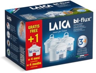 Laica, 4er Pack Bi-Flux Filter (3+1) Filterkartusche für die Wasseraufbereitung (Versorgung für 4 Monate)