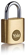 Yale - Y110B/20/111/1 Standard Security 20mm Messing Vorhängeschloss - offener Stahlbügel - 3 Schlüssel
