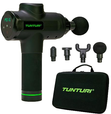 Tunturi Massage Gun, Massagepistole, elektronisches Massagegerät für Regeneration, Durchblutung, Massage, mit Akku, Schwarz